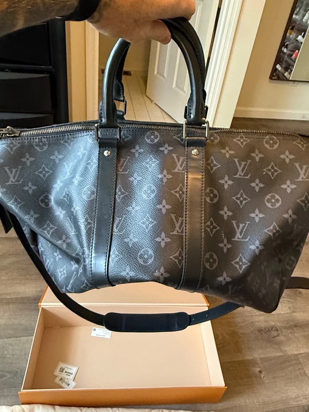 Louis Vuitton Black Monogram Men's 45 duffle bag